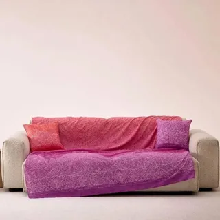 Bassetti Granfoulard Sofaüberwurf aus Baumwolle, Sofaüberwurf, Mehrzweckdecke (Tagesdecke, Picknickdecke, Vorhang, Tischdecke) (CM 180 x 270 cm (Rosa Wasser)