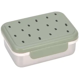 Lässig Kinder Brotdose Edelstahl Lunchbox Frühstücksbox Nachhaltig Kindergarten Schule/Happy prints light olive