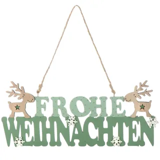 com-four® Hängedeko Weihnachten, Holz-Aufhänger mit Schriftzug | Türschild aus Holz für Tür - Fenster oder Wand - Christmas Sign