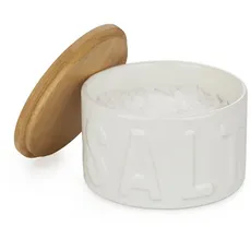 Balvi Salzbehälter für Salz Farbe Weiß Salzstreuer mit Deckel für in die Küche XL Keramik/Bambus