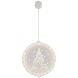 AmeliaHome LED Fensterdekoration Acrylanhänger Weihnachtsbeleuchtung batteriebetrieben Weihnachtsdeko rund Christmas Tree