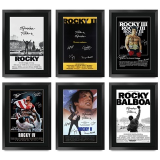 HWC Trading FR A3 Rocky Collection Sylvester Stallone Gifts gedrucktes Poster, signiertes Autogrammbild für Film-Fans, A3, gerahmt