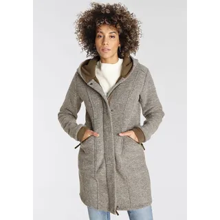 Strickmantel POLARINO, Damen, Gr. 38, beige (beige, braun), Obermaterial: 100% Polyester, meliert, Windstopperbündchen, Mäntel Strickmantel, atmungsaktiv und wärmeisolierend. Strickoptik außen, Fleece innen.