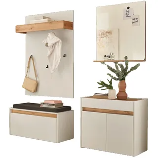 furn.design Garderobenset Center 190 x 200 cm Weiß Eiche Wotan