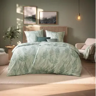 Estella Mako Jersey Bettwäsche 135x200 Hedi salbei Farn Gräser grün 6389-532 - Grün