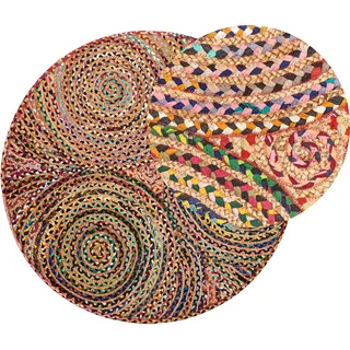 Beliani Teppich YENICE Bunt ø 140 cm Jute