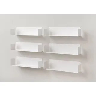 Teebooks - Set mir 6 Wandregale, Stahl, Weiß, 60 x 15 x 15 cm