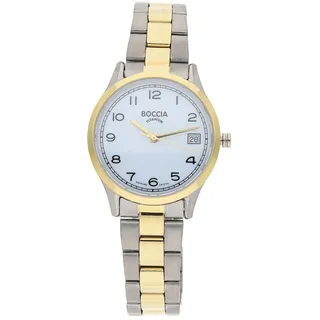 Boccia Bicolor Damen Armbanduhr mit Gehäuse aus Titan, in der Farbe: Silber/Gold, Armband aus: Titan, Gehäusedurchmesser: 31 mm, 3324-02