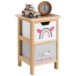 CARO-Möbel Kommode Esta natur, grau/weiß , Naturfarben, Grau , Holzwerkstoff , getrocknete Naturmaterialien , Mode , 25x42x25 cm , Babymöbel & Kindermöbel, Babyzimmer, Babyregale & Kinderregale