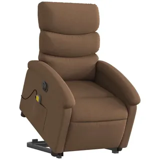 vidaXL Elektrischer Massagesessel mit Aufstehhilfe Braun Stoff