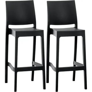 CLP Barhocker 2er Set Kunststoff schwarz , Schwarz , 45x105x51 cm , Esszimmer, Barmöbel, Barhocker