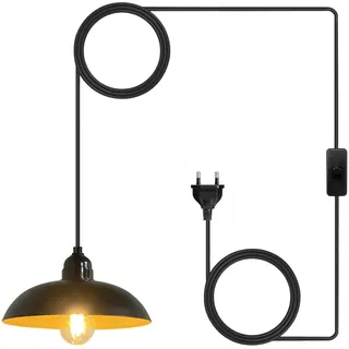 EcoGehen Outdoor Hängelampe mit Stecker, Schwarz, E27, 4.5m Kabel