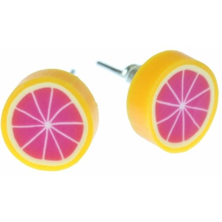 Miniblings Blutorange Grapefruit Ohrstecker Stecker Ohrringe Frucht pink orange - Handmade Modeschmuck I Ohrringe Stecker Ohrschmuck