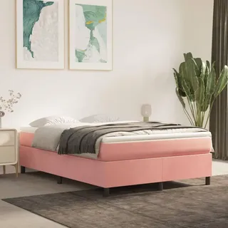 vidaXL Boxspringbettgestell Rosa 140x200 cm Samt - Rosa
