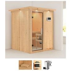 Bild Sauna »Milaja«, (Set), 3,6-kW-Bio-Plug & Play Ofen mit externer Steuerung beige