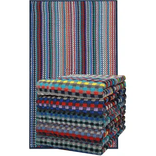 Betz Grubentuch 6er Set Helgoland 50x90 cm – Arbeitshandtuch & Küchentuch aus 100% Baumwolle 330 g/m2 – Saugstark & robust – karo bunt