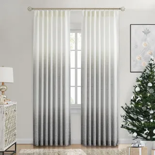 Central Park Ombre Plissee-Vorhänge, halbtransparent, Viskose-Mischgewebe, Fenstervorhang, Farbverlauf, Druck, Behandlungssets für Wohnzimmer, 101.6x213.3 cm, Cremeweiß bis Anthrazitgrau