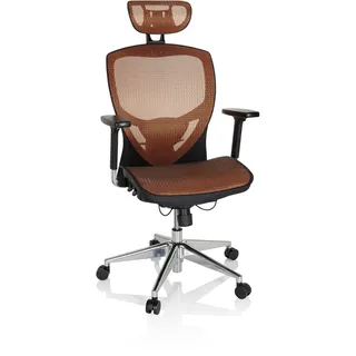 hjh OFFICE 657020 Profi Bürostuhl Venus ONE Netzstoff Schwarz/Orange ergonomischer Drehstuhl, Rückenlehne höhenverstellbar