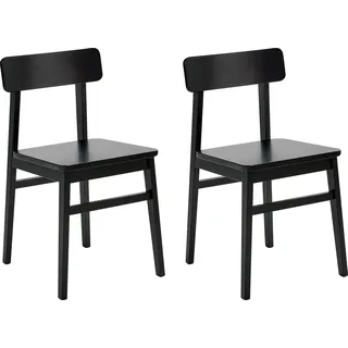 BELIANI Esszimmerstuhl 2er Set Schwarz Gummibaumholz mit Lehne ohne Armlehnen Klassisches Design Holzstuhl - Schwarz