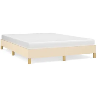 vidaXL Bettgestell ohne Matratze Creme 140x200 cm Stoff - Creme