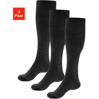 Kniestrümpfe BENCH. "Herren Wollkniestrümpfe, uni, weicher Abschluss", Herren, Gr. 39-42, grau (3x anthrazit), Elasthan, Polyamid, Wolle, unifarben, elastisch, Socken Kniestrümpfe, Herrenkniestrümpfe mit wärmender Wolle