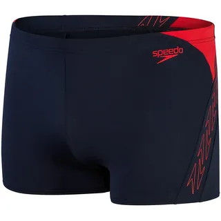 Speedo Herren Hyperboom Splice Aquashort Schwimmhose | Schnelltrocknend | Training | Fitness | Chlorbeständig Schwimmbekleidung, True Navy/Fed Red, Einheitsgröße