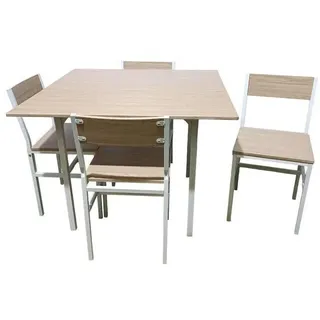 Set Tisch Quadratisch 100 CM + 4 Stühle Garten IN Holz Garten Eiche 767ds