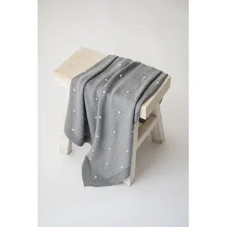 KAISER 65210249 KNOTS Babydecke Strick 100% Bio Baumwolle (kbA), atmungsaktive Babydecke, Ganzjährig, Neugeborene, Kinderwagendecke, Babyschalendecke, Fb. grey/knots light blue