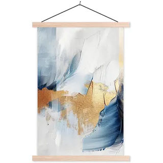 MuchoWow Poster Gold - Blau - Aquarell - Kunst - Modern 40x60 cm , Textil , Rechteckig , 40x60x0.15 cm , Bilder & Rahmen, Bilder, Sonstige Wandbilder