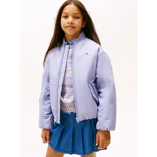 Bomberjacke TOMMY HILFIGER "PADDED BOMBER", Mädchen, Gr. 16 (176), periwinkle dusk, Web, Obermaterial: 100% Polyester, unifarben, regular fit normal, Rundhals, eingesetzt gerader Abschluss, Jacken Bomberjacke, Regular fit, für Kinder bis 16 Jahre