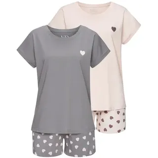 VIVANCE Dreams Pyjama Spar-Set, 2 Stück, 4 tlg. mit süßem Herzmuster,