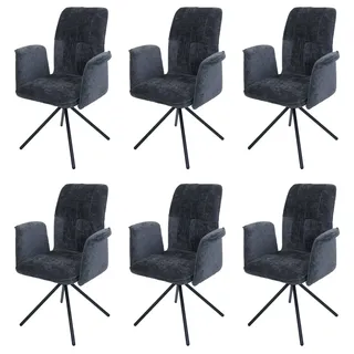 Mendler Esszimmerstuhl HWC-N99 Stoff/Textil dunkelgrau 6er Set