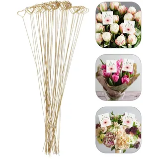 ULTECHNOVO 40 Stück Metall Kartenhalter in Herzform 30cm Blumenstecker Gold für Floristik Hochzeitsdeko Tischnummern Fotohalter und Grußkartenhalter Set für Blumenstrauß