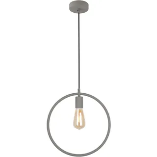 GTV FIJA Pendelleuchte – Runde Hängelampe aus Metall in Grau Ø31,5 cm, 1x E27 Fassung, 230 V, IP20, geometrisches Design, moderne skandinavische Innenbeleuchtung für Esszimmer und Küche
