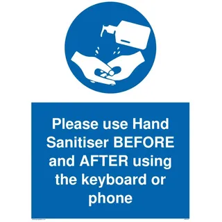 Bitte verwenden Sie die Handdesinfektionsmittel vor und nach der Verwendung der Tastatur oder des Telefons