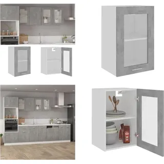 vidaXL Hängeglasschrank Betongrau 40x31x60 cm Holzwerkstoff - Hängeglasschrank - Hängeglasschränke - Küchenschrank - Küchenschränke - Grau