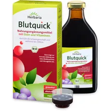 Herbaria Blutquick bio 500 ml - Nahrungsergänzungsmittel mit Eisen & Vitaminen. Auch für die Schwangerschaft und während des Stillens – glutenfrei, alkoholfrei und vegan