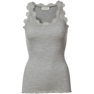 rosemunde Spitzentop "Babette Silk Top mit Seide" Vintage-Spitzenbesatz, mit Rundhalsausschnitt, hoher Seidenanteil, light grau melange