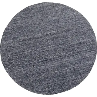 Kare Design Teppich Boucara, Blau, 250x250cm, Läufer, Vorleger, Rund, Baumwolle, Einfarbig, Wohnzimmer