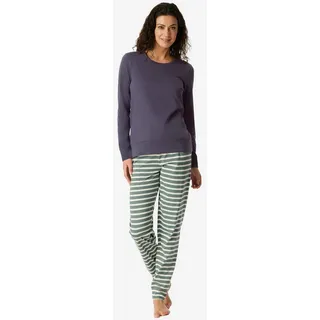 SCHIESSER Damen, Schlafanzug lang, mit Bündchen, Baumwolle, - Nightwear