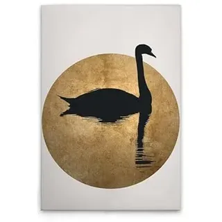 A.S. Création Leinwandbild Schwan Schwarz Gold - Wandbild in Creme, Schwarz - 60 x 90 cm - DD131764
