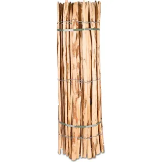 H4L Staketenzaun Holzzaun 120cm Höhe Haselnuss Zaun 5m Länge, Gartenzaun, 4-6cm Lattenabstand