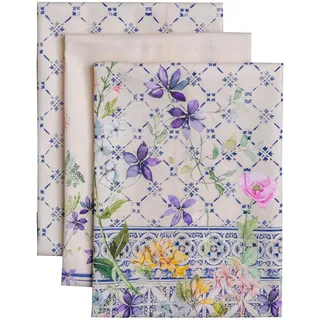 Maison d' Hermine Faience 100% Baumwolle Set von 3 Multi-Purpose Küchenhandtuch | Bar Handtücher | Frühling/Sommer (50 cm X 70 cm)
