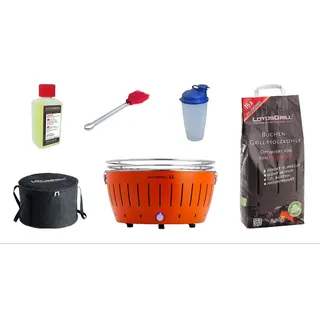 LotusGrill XL Starter-Set XL Grill Mandarinenorange mit USB-Anschluß