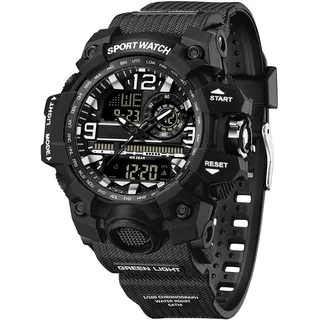 findtime Armbanduhr Damen Digital Sportuhr für Teenager Mädchen, Schwarz Digitaluhr Analog Display Militär Wasserdicht Uhren