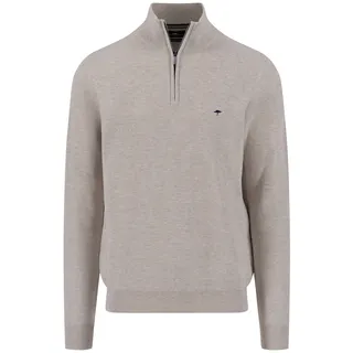 Troyer FYNCH-HATTON, Herren, Gr. M, weiß (winter weiß), Strick, Obermaterial: 100% Baumwolle, unifarben, regular fit taillenbedeckt, Rippbündchen, Pullover Troyer, aus reiner Baumwolle, mit Logo-Stickerei, Regular Fit