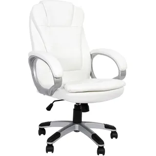 Mucola Chefsessel Schreibtischstuhl BüBraunuhl Kunstleder Computerstuhl 120 KG Drehstuhl Bürosessel Gaming Stuhl - Weiß - Weiß