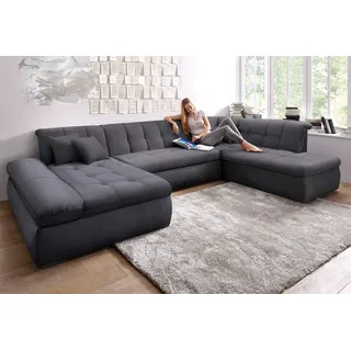 DOMO collection »NMoric im XXL-Format, B/T/H: 353/216/80 cm, incl. Zierkissen U-Form« wahlweise mit Bettfunktion und Armlehnenverstellung,