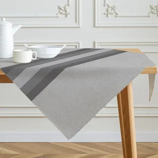 Kiatuniya Tischdecke Streifen Grau Mitteldecke Modern Winter Leinen Tischtuch Vintage Abwaschbar Tischdecken Landhausstil für Frühling Herbst Küche Tischdeko Party Dekor 85x85 cm