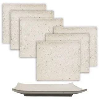 Intirilife Sushi Platte (6-tlg.) , Weiß , Keramik , 6-teilig , 23.4x3.8x26 cm , Geschirr, Geschirrsets
